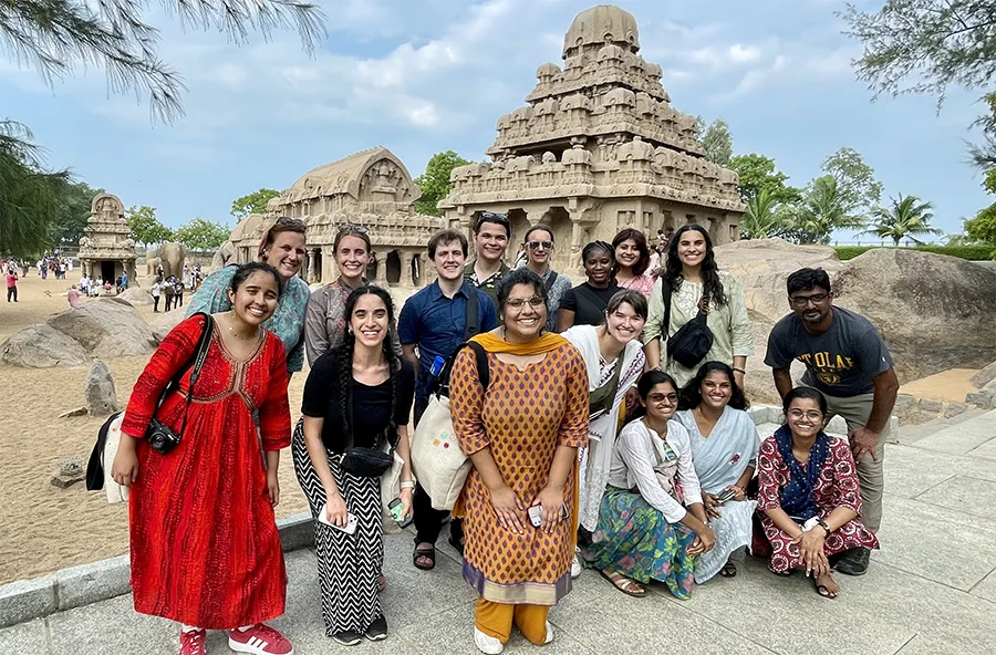 students posing for a photo abroad