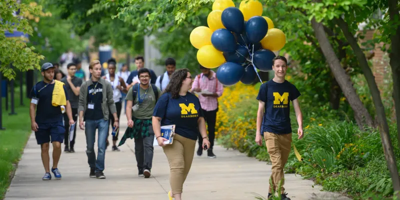 Dearborn students on campus during orientation.