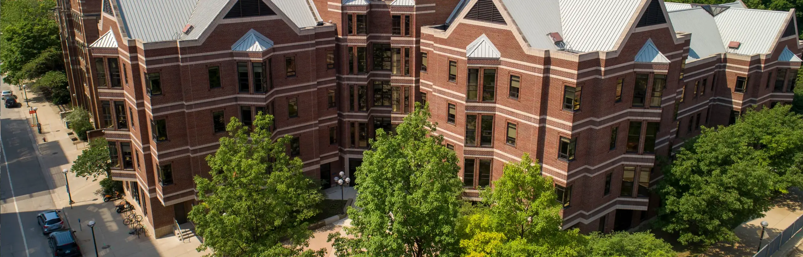 Aerial photo of the U-M School of Social Work building.