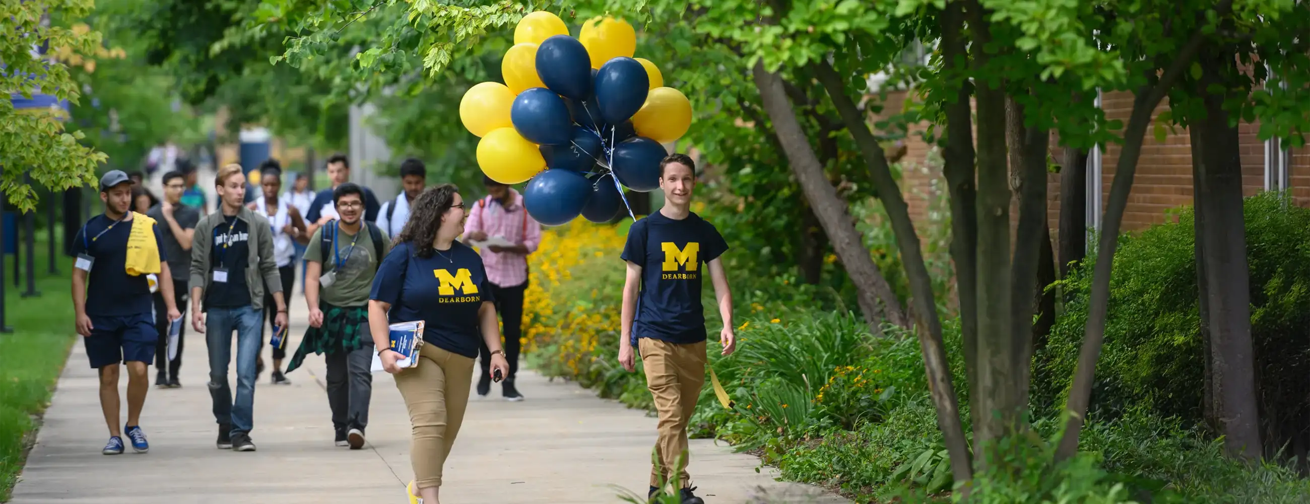Dearborn students on campus during orientation.