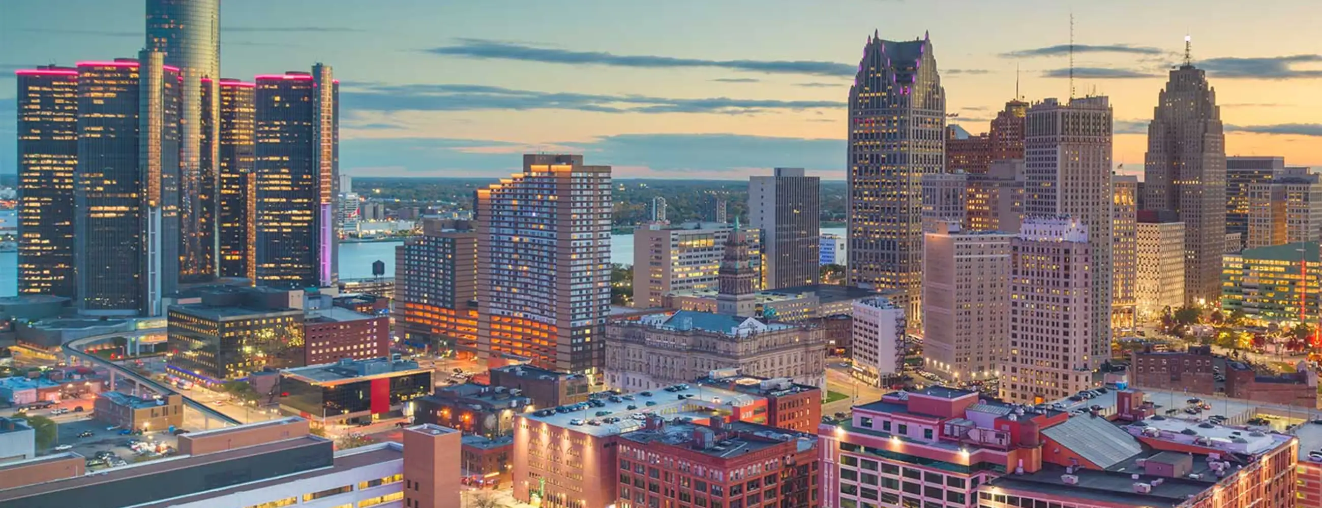 Stylized photo of Detroit's skyline.