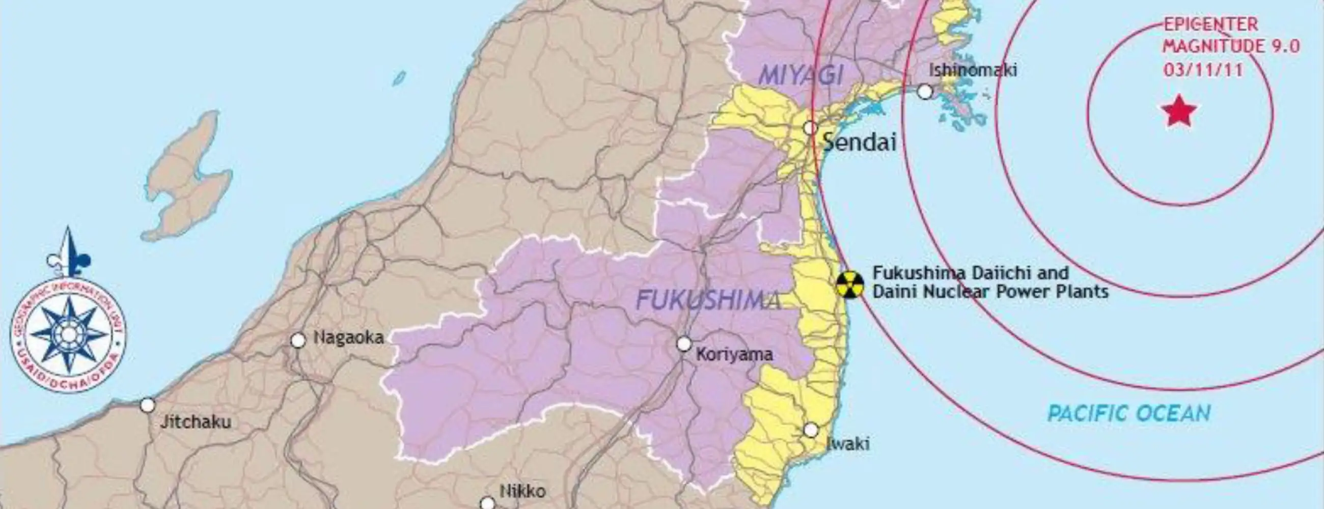 The Project Locations (Koriyama, Sendai, and Miyako) in Relation to the Earthquake’s Epicenter and the Fukushima Daiichi Power Plant