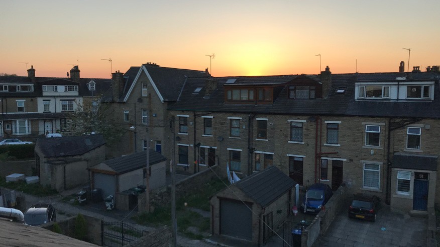 This is the sunset view from the flat that I subleased. It was a five-minute walk away from the University of Bradford.