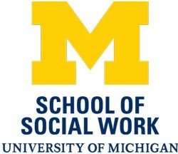 aize colored Block M. Blue text underneath that reads School of Social Work University of Michigan 