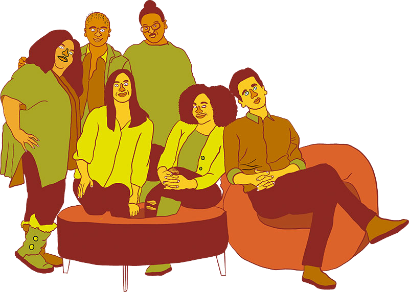 Several people sitting on couches